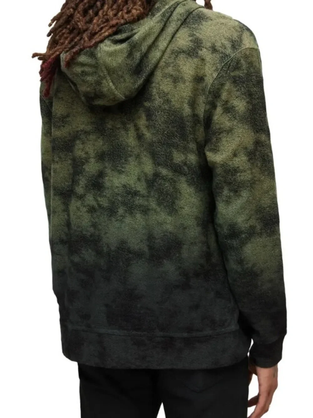 John Varvatos Olive Green Zip Hoodie with Mottled Fade